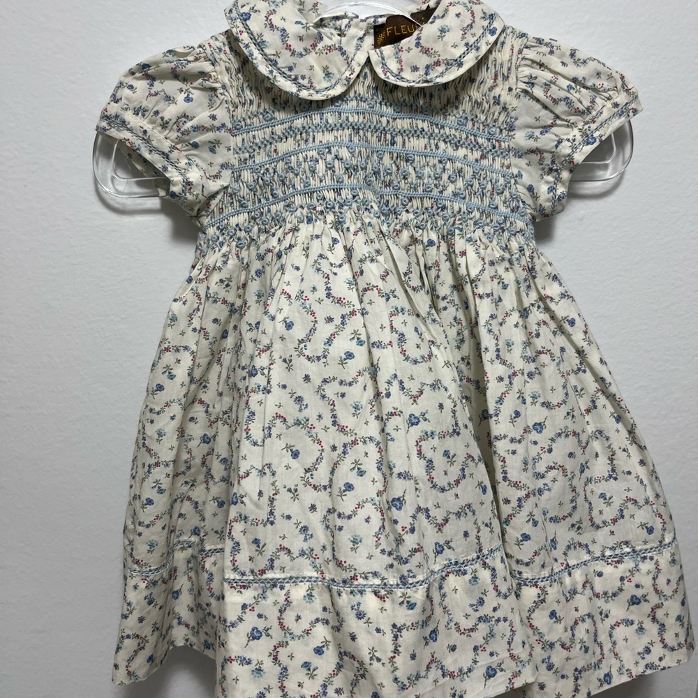 Valentina French Antique Blue Smock Dress